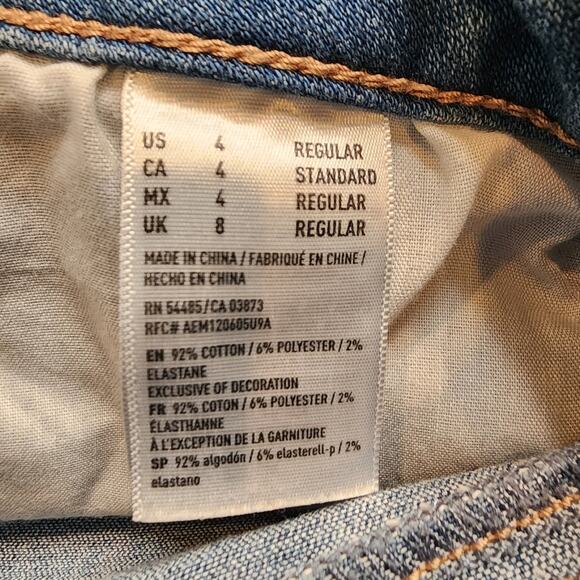 American Eagle Distressed Hi Rise Jeggings Size 4 Regular - Picture 5 of 7